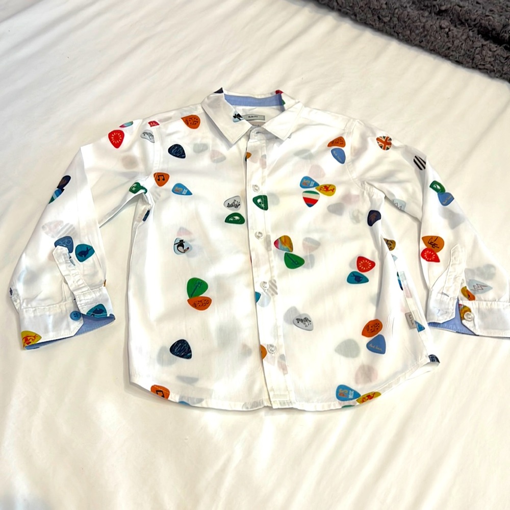 Guitar Pick Long Sleeve Button Down Shirt